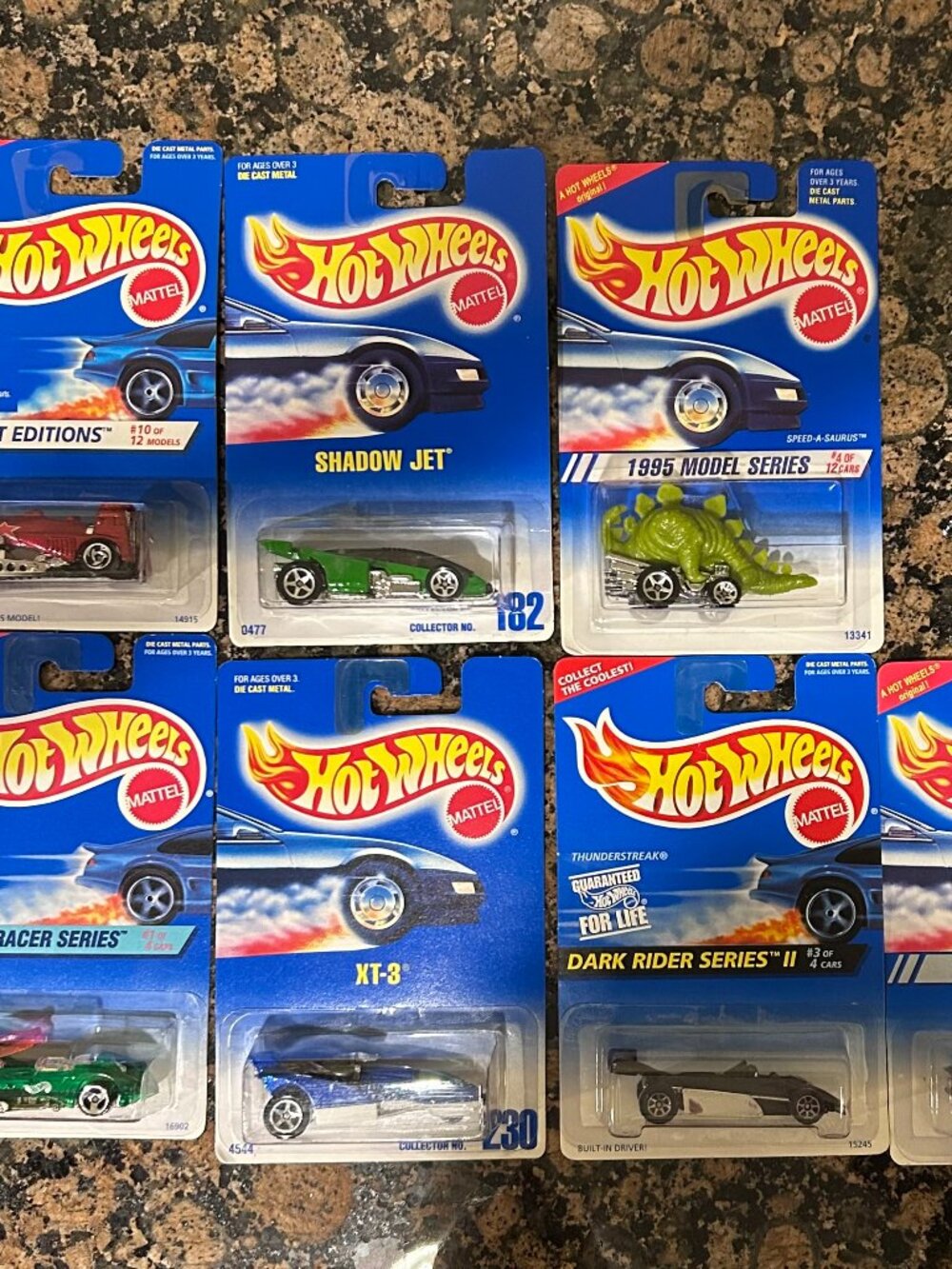 Vintage Hot Wheels Lot of 7 Carded 1995-96 1st Editions w/ Dark Rider Series ll